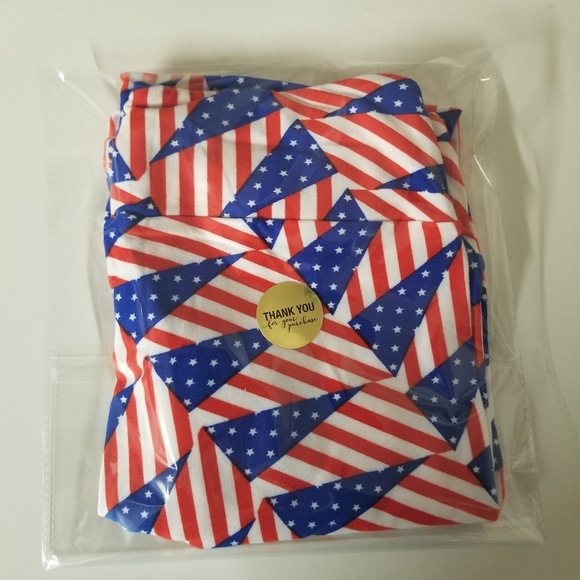 LuLaRoe One Size 2-10 Leggings Patriotic Stars & Stripes USA Flag Red White Blue - Picture 8 of 8